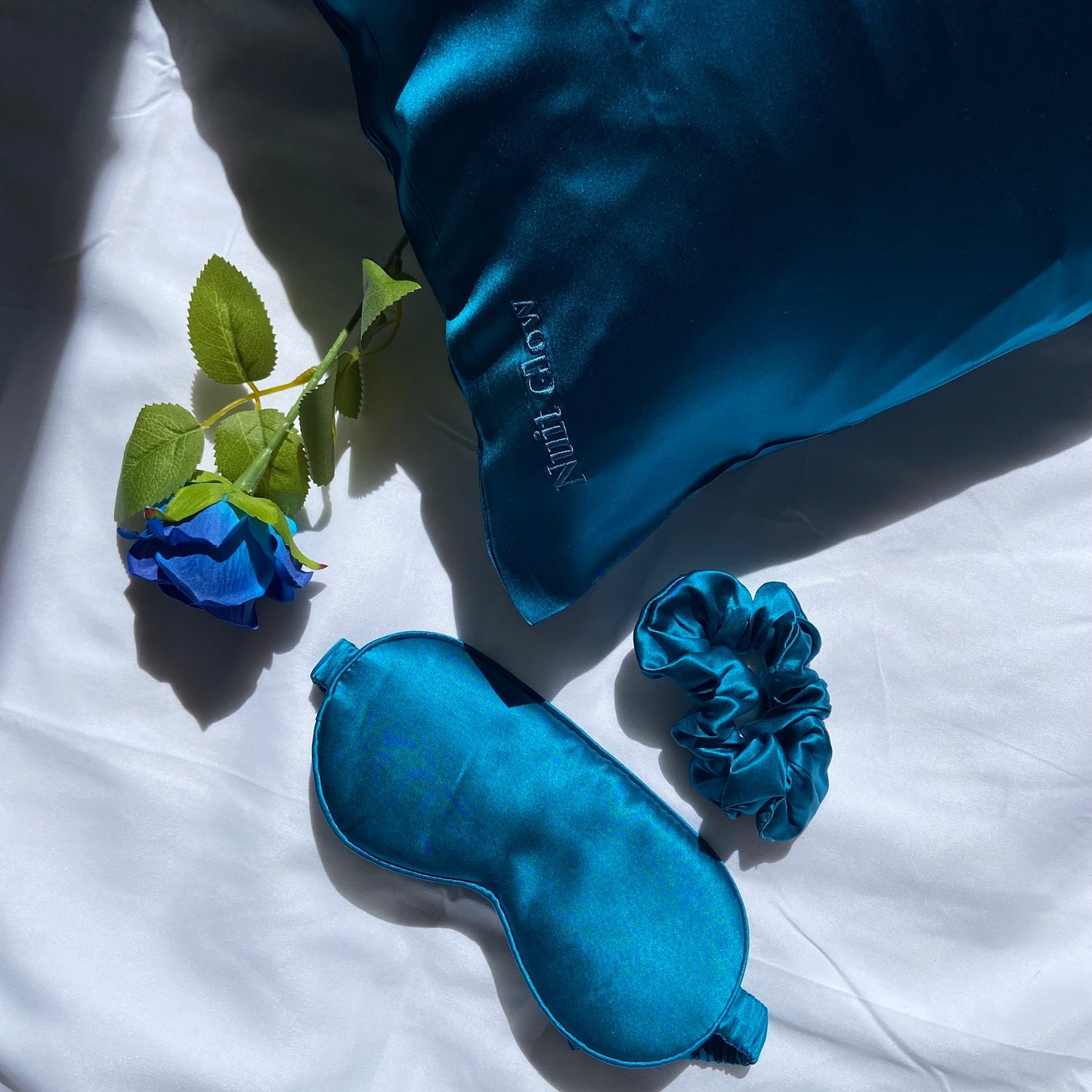 Taie d’oreiller 100% soie – Bleu canard