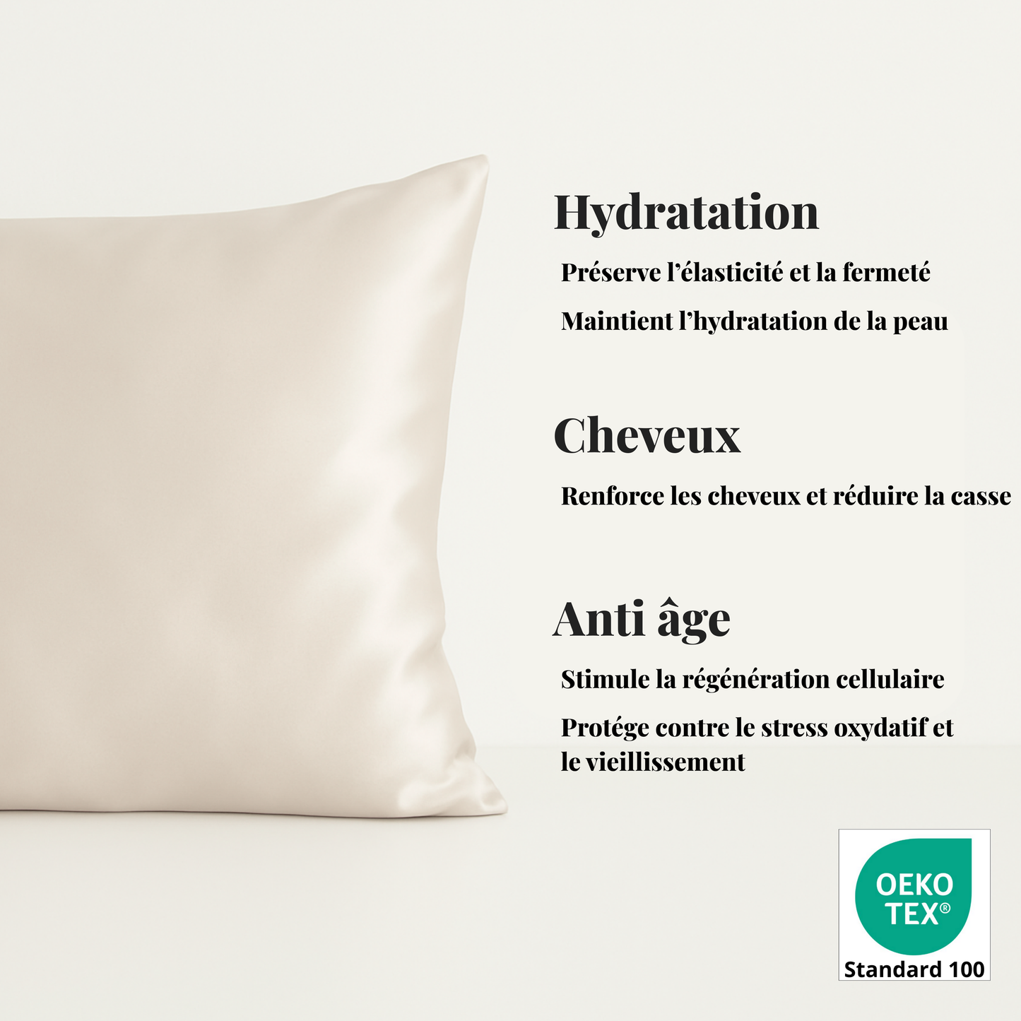Taie d’oreiller 100% soie – Gris Perle