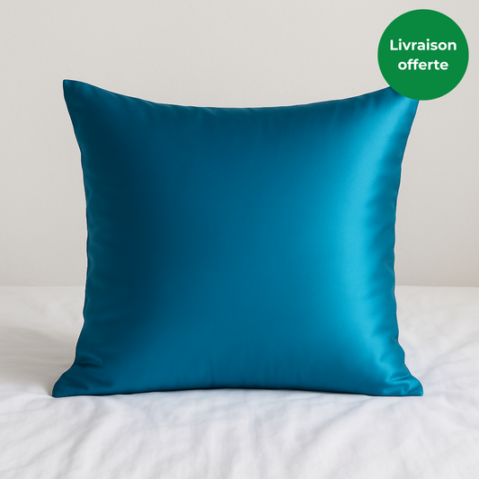 Taie d’oreiller 100% soie – Bleu canard